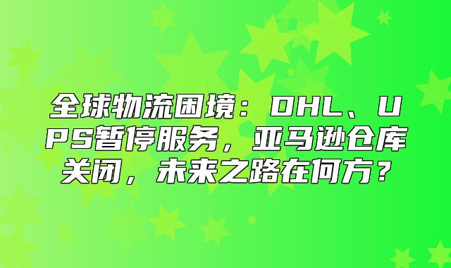 全球物流困境：DHL、UPS暂停服务，亚马逊仓库关闭，未来之路在何方？