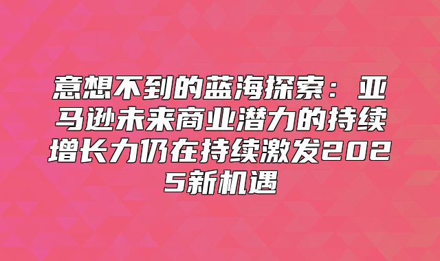 意想不到的蓝海探索：亚马逊未来商业潜力的持续增长力仍在持续激发2025新机遇
