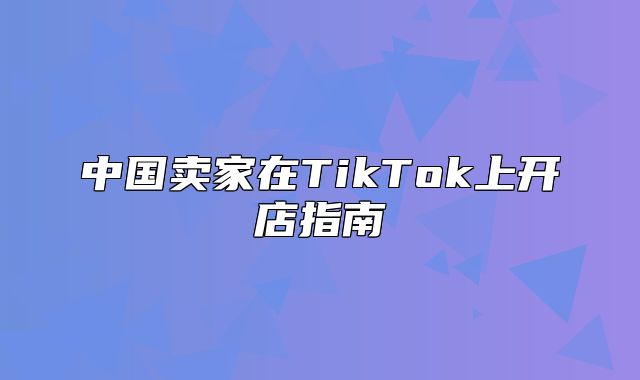 中国卖家在TikTok上开店指南