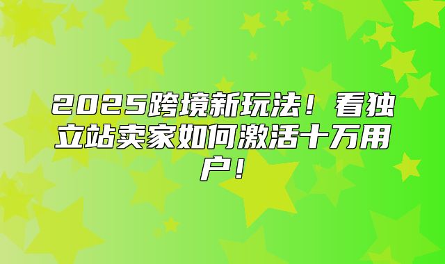 2025跨境新玩法！看独立站卖家如何激活十万用户！