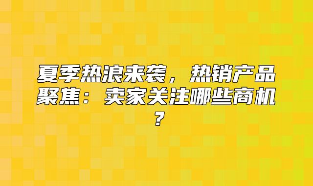 夏季热浪来袭，热销产品聚焦：卖家关注哪些商机？