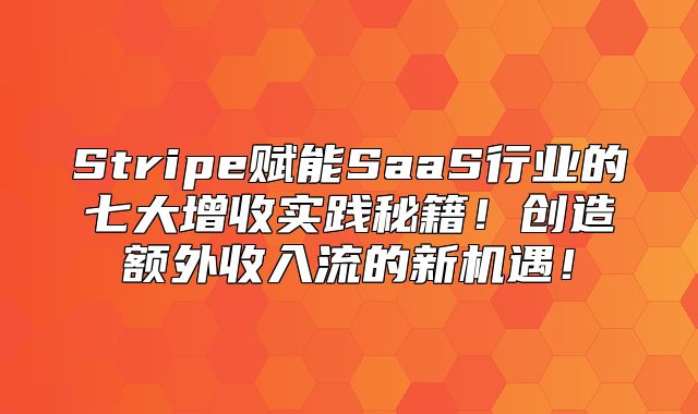 Stripe赋能SaaS行业的七大增收实践秘籍！创造额外收入流的新机遇！