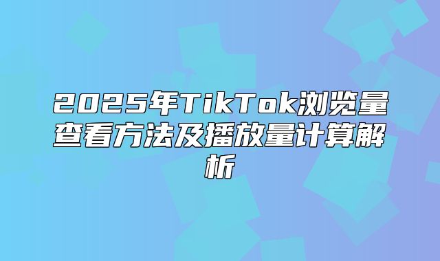 2025年TikTok浏览量查看方法及播放量计算解析