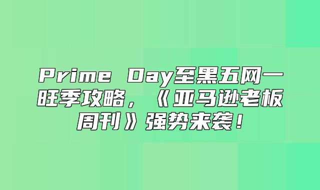 PrimeDay至黑五网一旺季攻略，亚马逊老板周刊强势来袭！
