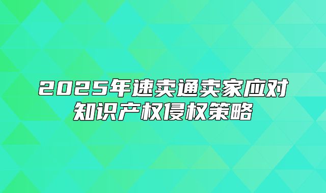 2025年速卖通卖家应对知识产权侵权策略