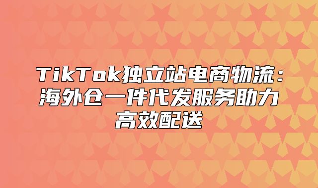 TikTok独立站电商物流：海外仓一件代发服务助力高效配送