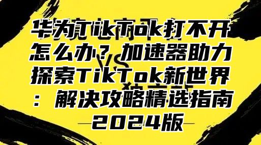 华为TikTok打不开怎么办？加速器助力探索TikTok新世界：解决攻略精选指南 2025版
