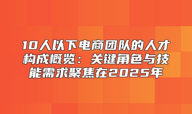 10人以下电商团队的人才构成概览：关键角色与技能需求聚焦在2025年