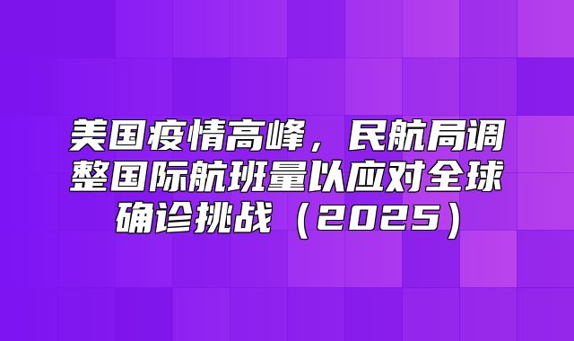 美国疫情高峰，民航局调整国际航班量以应对全球确诊挑战2025