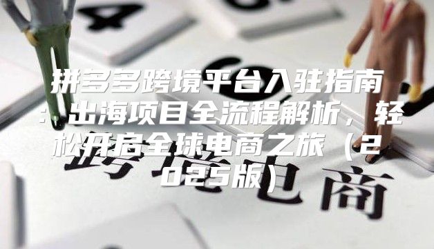 拼多多跨境平台入驻指南：出海项目全流程解析，轻松开启全球电商之旅2025版