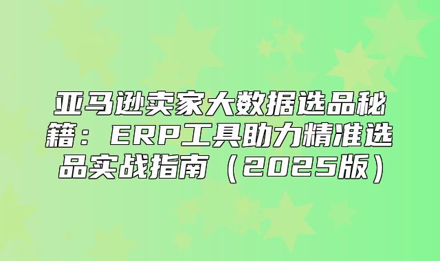 亚马逊卖家大数据选品秘籍：ERP工具助力精准选品实战指南2025版