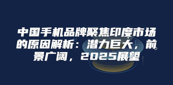 中国手机品牌聚焦印度市场的原因解析：潜力巨大，前景广阔，2025展望