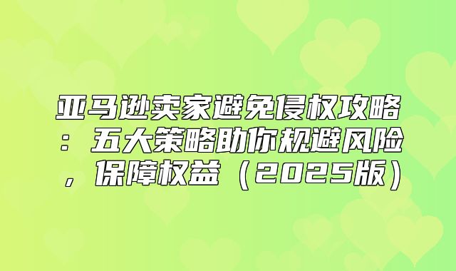 亚马逊卖家避免侵权攻略：五大策略助你规避风险，保障权益2025版