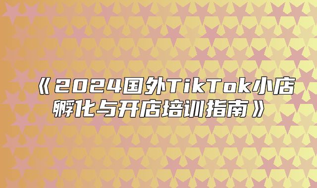 2025国外TikTok小店孵化与开店培训指南