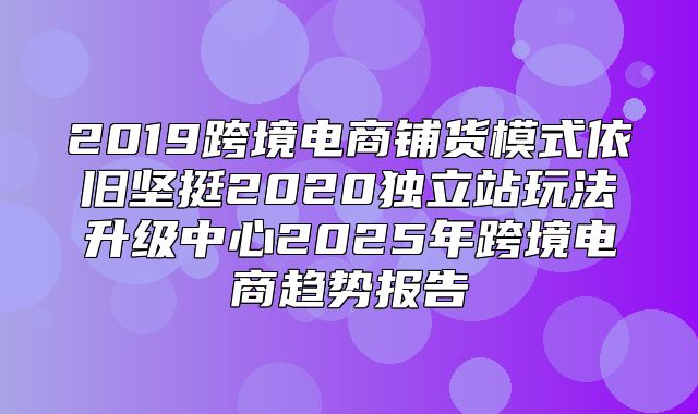 2019跨境电商铺货模式依旧坚挺2020独立站玩法升级中心2025年跨境电商趋势报告