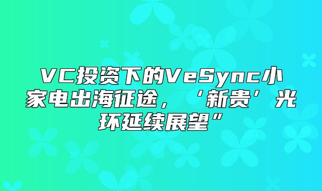 VC投资下的VeSync小家电出海征途，‘新贵’光环延续展望”