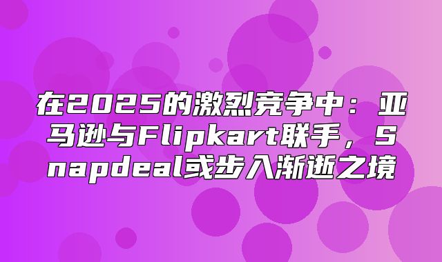 在2025的激烈竞争中：亚马逊与Flipkart联手，Snapdeal或步入渐逝之境