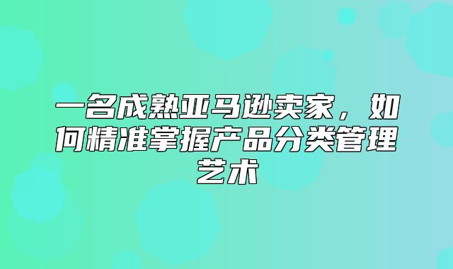 一名成熟亚马逊卖家，如何精准掌握产品分类管理艺术