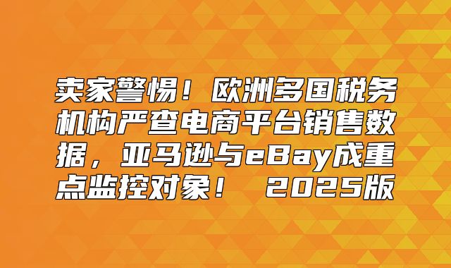卖家警惕！欧洲多国税务机构严查电商平台销售数据，亚马逊与eBay成重点监控对象！ 2025版