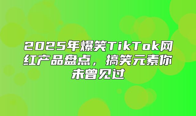 2025年爆笑TikTok网红产品盘点，搞笑元素你未曾见过