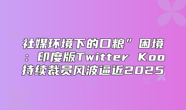 社媒环境下的口粮”困境：印度版Twitter Koo持续裁员风波逼近2025