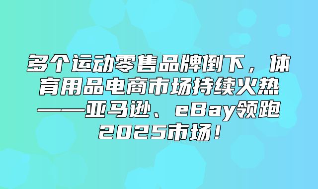 多个运动零售品牌倒下，体育用品电商市场持续火热——亚马逊、eBay领跑2025市场！