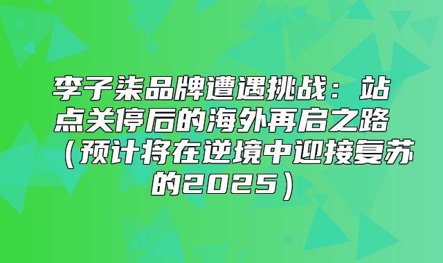 李子柒品牌遭遇挑战：站点关停后的海外再启之路预计将在逆境中迎接复苏的2025