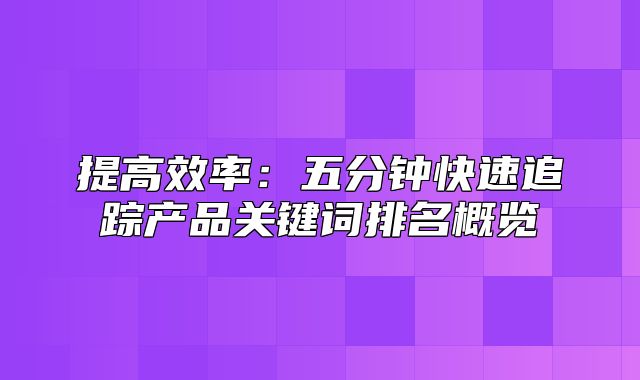 提高效率：五分钟快速追踪产品关键词排名概览