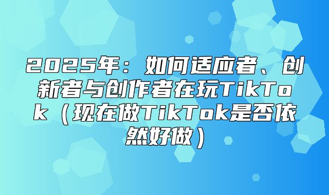 2025年：如何适应者、创新者与创作者在玩TikTok现在做TikTok是否依然好做