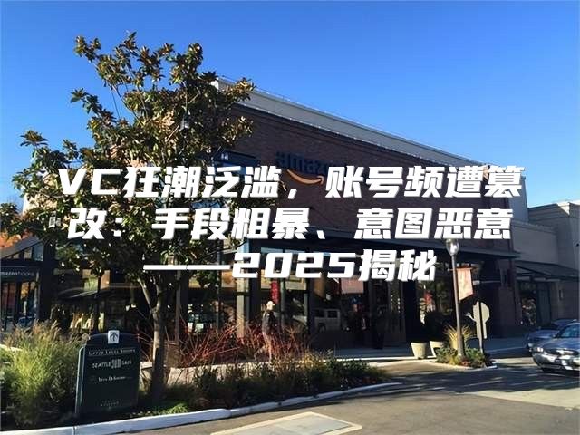 VC狂潮泛滥，账号频遭篡改：手段粗暴、意图恶意——2025揭秘