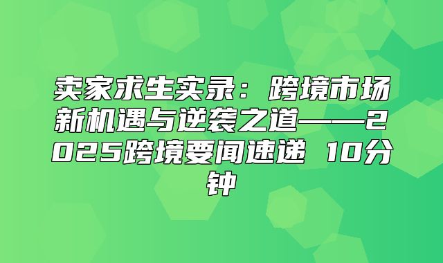 卖家求生实录：跨境市场新机遇与逆袭之道——2025跨境要闻速递 10分钟