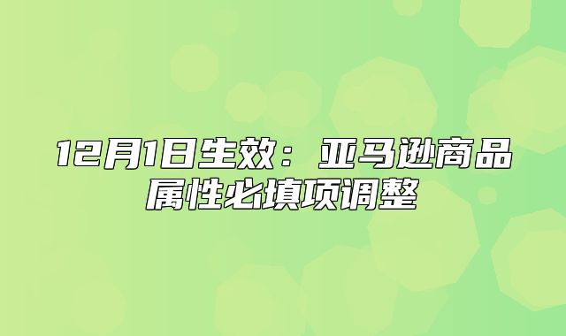 12月1日生效：亚马逊商品属性必填项调整