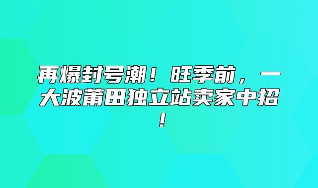 再爆封号潮！旺季前，一大波莆田独立站卖家中招！