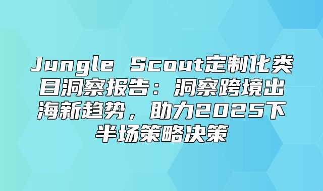 Jungle Scout定制化类目洞察报告：洞察跨境出海新趋势，助力2025下半场策略决策