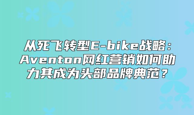 从死飞转型E-bike战略：Aventon网红营销如何助力其成为头部品牌典范？