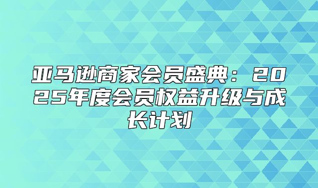 亚马逊商家会员盛典：2025年度会员权益升级与成长计划