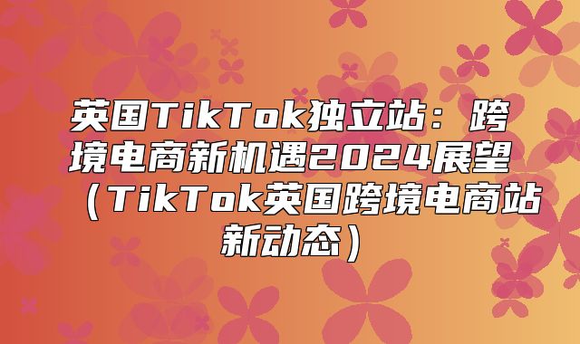 英国TikTok独立站：跨境电商新机遇2025展望TikTok英国跨境电商站新动态