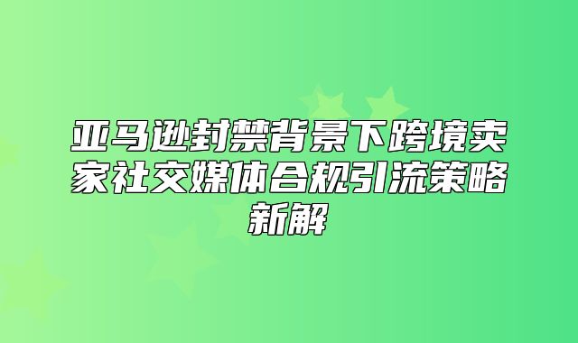 亚马逊封禁背景下跨境卖家社交媒体合规引流策略新解