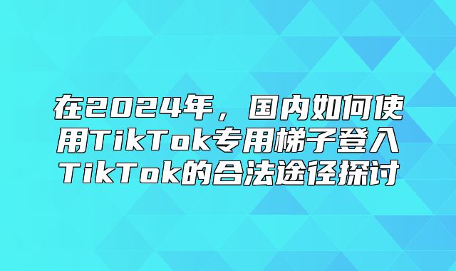 在2025年，国内如何使用TikTok专用梯子登入TikTok的合法途径探讨