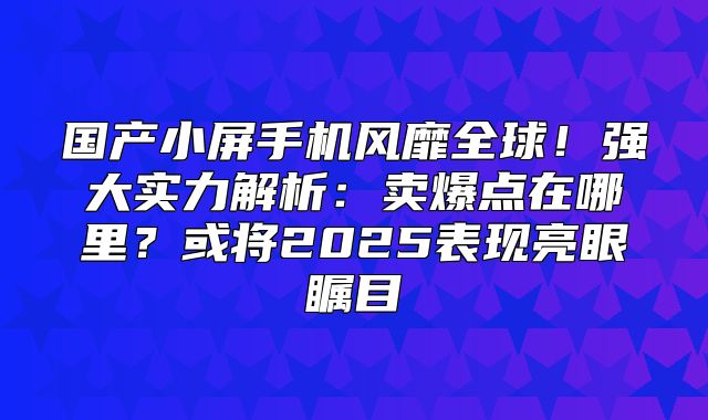 国产小屏手机风靡全球！强大实力解析：卖爆点在哪里？或将2025表现亮眼瞩目