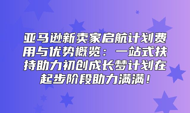 亚马逊新卖家启航计划费用与优势概览：一站式扶持助力初创成长梦计划在起步阶段助力满满！