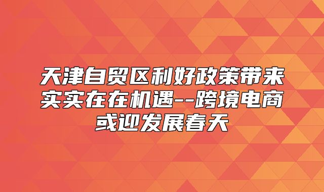 天津自贸区利好政策带来实实在在机遇--跨境电商或迎发展春天