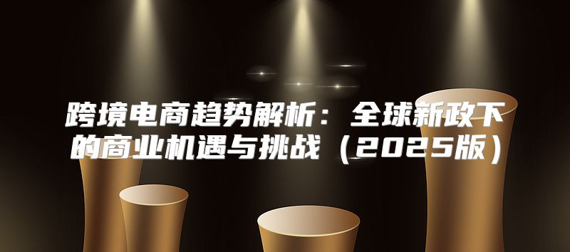 跨境电商趋势解析：全球新政下的商业机遇与挑战2025版