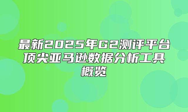 最新2025年G2测评平台顶尖亚马逊数据分析工具概览