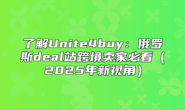 了解Unite4buy：俄罗斯deal站跨境卖家必看2025年新视角