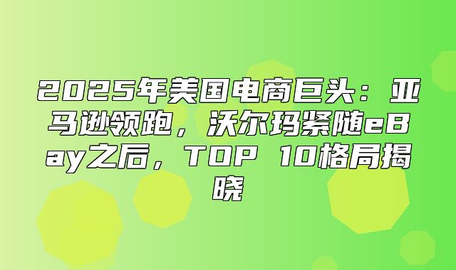 2025年美国电商巨头：亚马逊领跑，沃尔玛紧随eBay之后，TOP 10格局揭晓