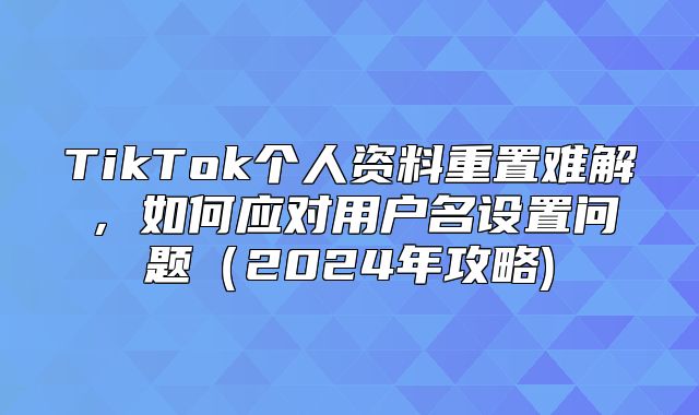 TikTok个人资料重置难解，如何应对用户名设置问题2025年攻略)