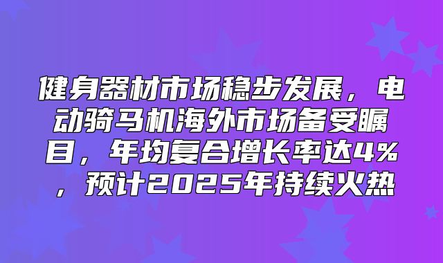 健身器材市场稳步发展，电动骑马机海外市场备受瞩目，年均复合增长率达4%，预计2025年持续火热