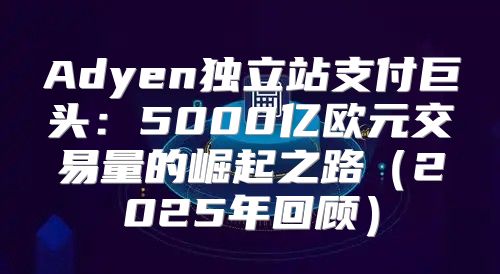 Adyen独立站支付巨头：5000亿欧元交易量的崛起之路2025年回顾