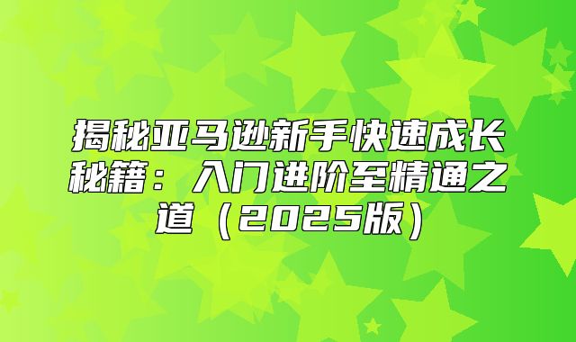 揭秘亚马逊新手快速成长秘籍：入门进阶至精通之道2025版